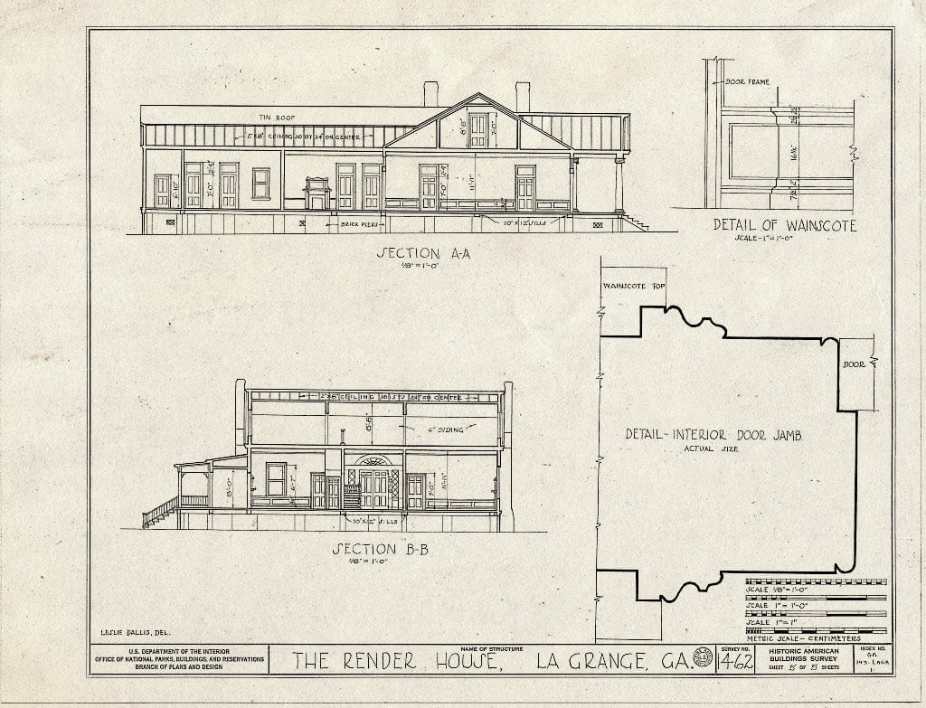 Blueprint HABS GA,143-LAGR,1- (Sheet 5 of 5) - Render House, Hines Street, La Grange, Troup County, GA