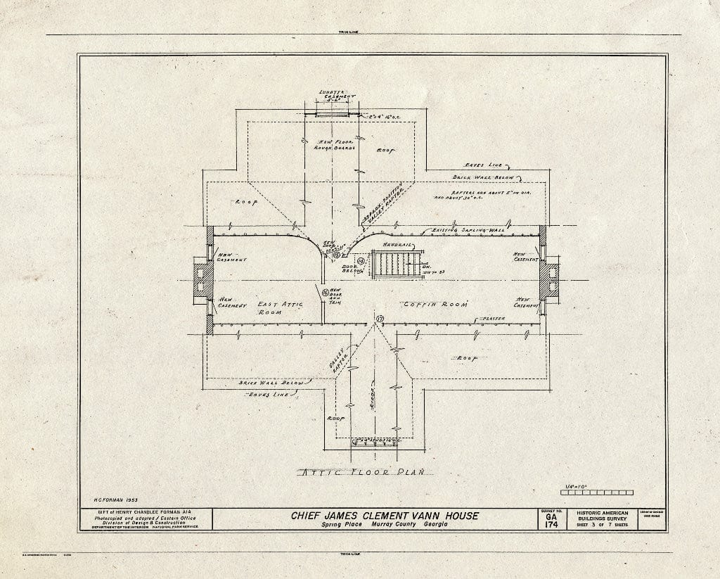 Blueprint HABS GA,107-SPLA,1- (Sheet 3 of 7) - Chief James Clement Vann House, U.S. Route 76 & State Route 255, Spring Place, Murray County, GA