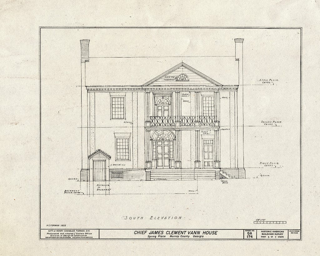 Blueprint HABS GA,107-SPLA,1- (Sheet 5 of 7) - Chief James Clement Vann House, U.S. Route 76 & State Route 255, Spring Place, Murray County, GA
