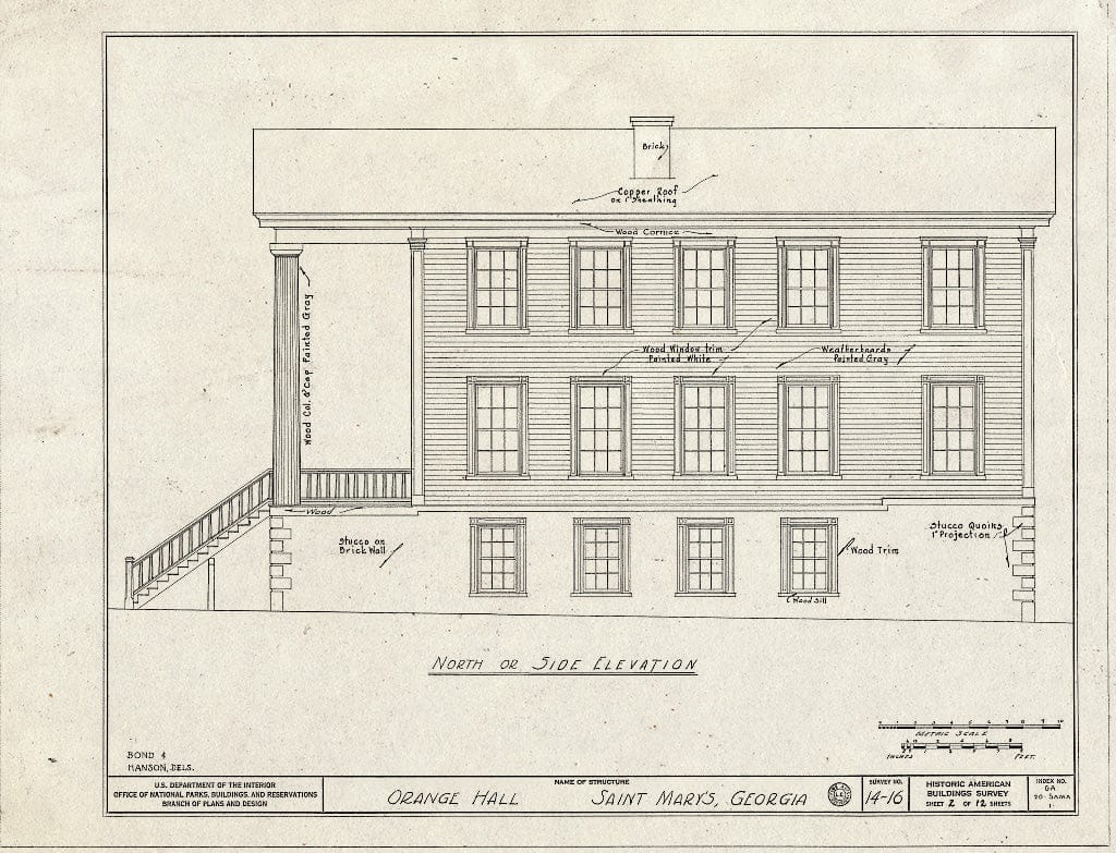 Blueprint HABS GA,20-SAMA,1- (Sheet 2 of 12) - Orange Hall, Saint Marys, Camden County, GA