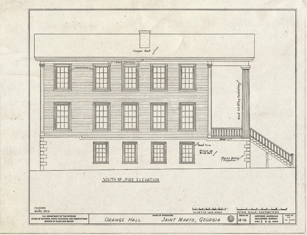Blueprint HABS GA,20-SAMA,1- (Sheet 3 of 12) - Orange Hall, Saint Marys, Camden County, GA