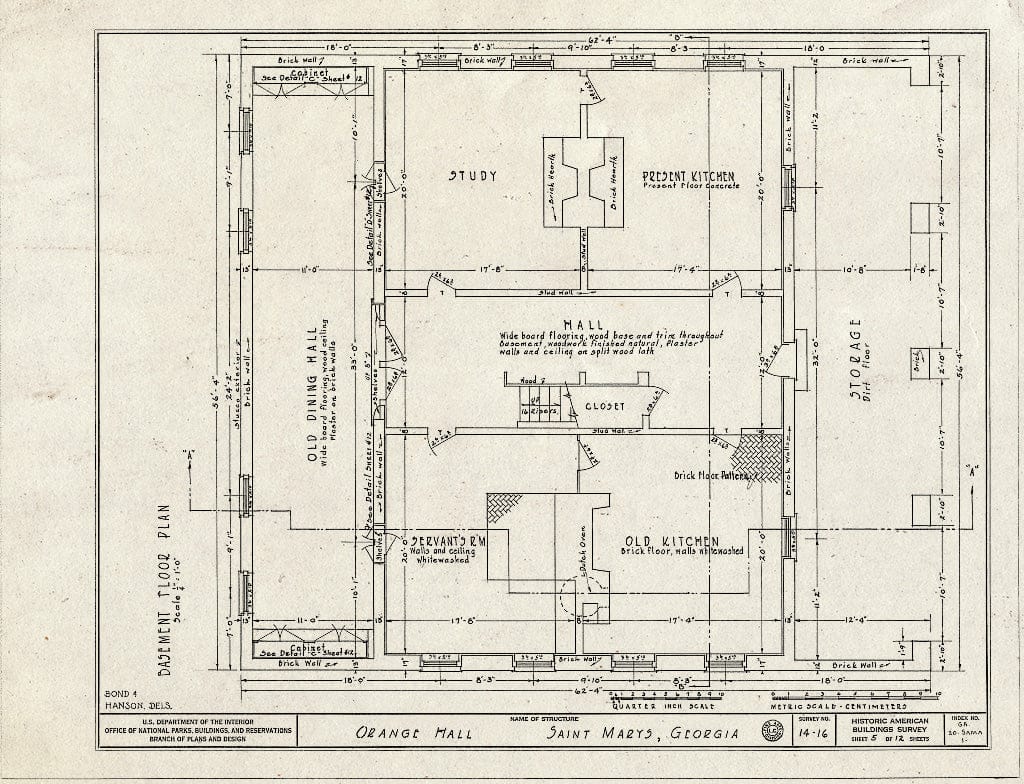 Blueprint HABS GA,20-SAMA,1- (Sheet 5 of 12) - Orange Hall, Saint Marys, Camden County, GA