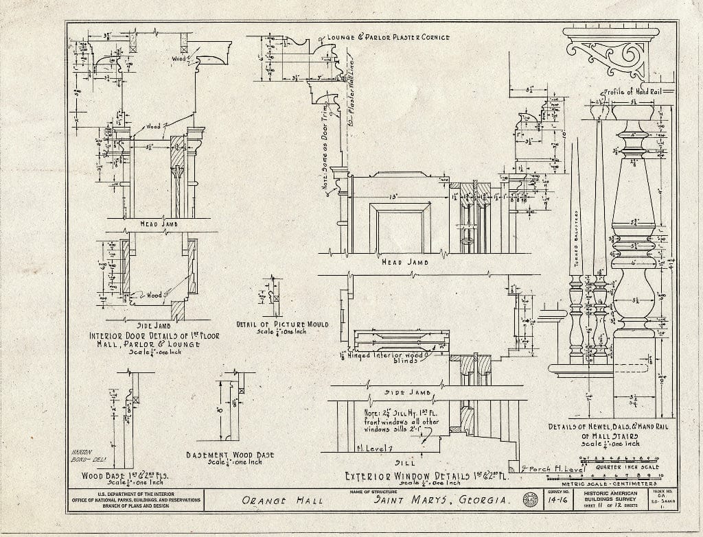 Blueprint HABS GA,20-SAMA,1- (Sheet 11 of 12) - Orange Hall, Saint Marys, Camden County, GA