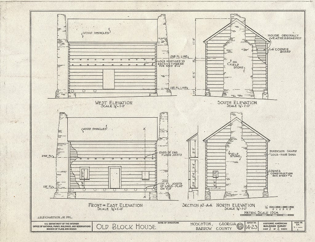 Blueprint HABS GA,7-,1- (Sheet 2 of 2) - Cochran Log House, Hoschton, Jackson County, GA