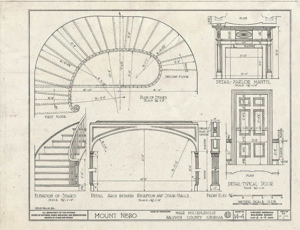 Blueprint HABS GA,5-,1- (Sheet 4 of 4) - Mount Nebo House, Route 22, Milledgeville, Baldwin County, GA