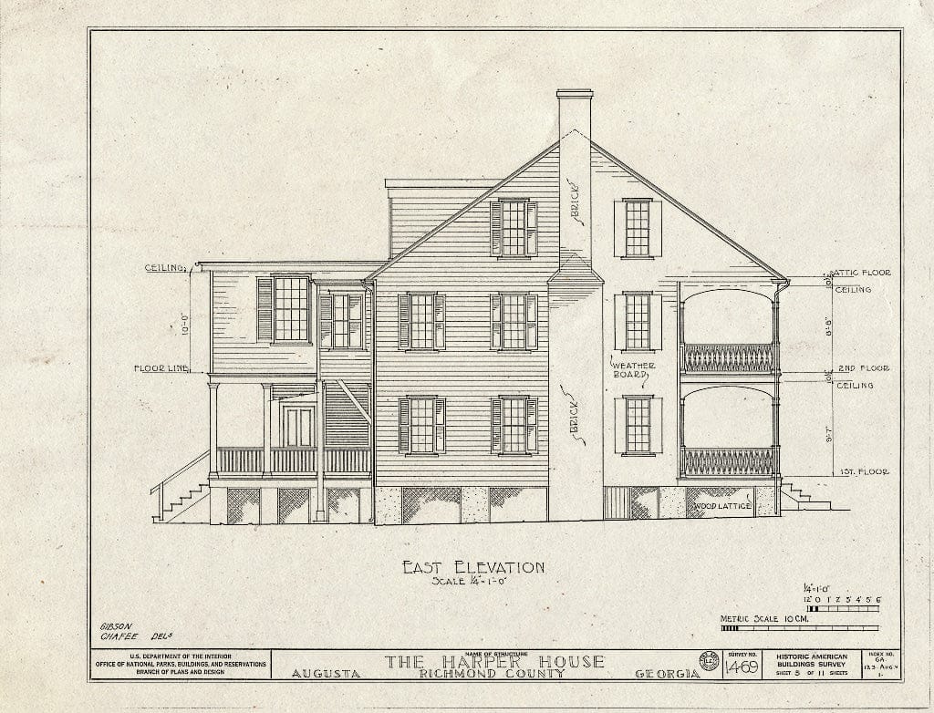 Blueprint HABS GA,123-AUG.V,1- (Sheet 5 of 11) - Harper House, Wrightsboro Road, Augusta, Richmond County, GA