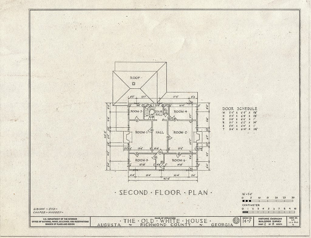 Blueprint HABS GA,123-AUG,8- (Sheet 2 of 8) - White House, 1822 Broad Street, Augusta, Richmond County, GA