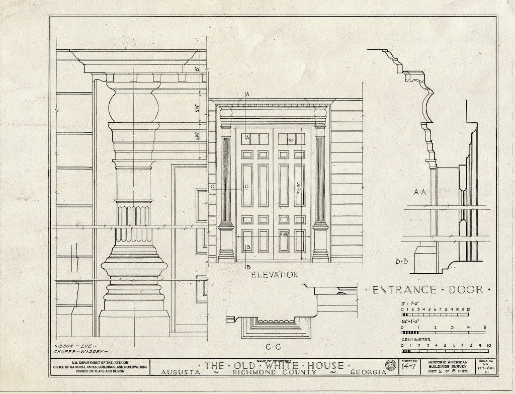 Blueprint HABS GA,123-AUG,8- (Sheet 5 of 8) - White House, 1822 Broad Street, Augusta, Richmond County, GA