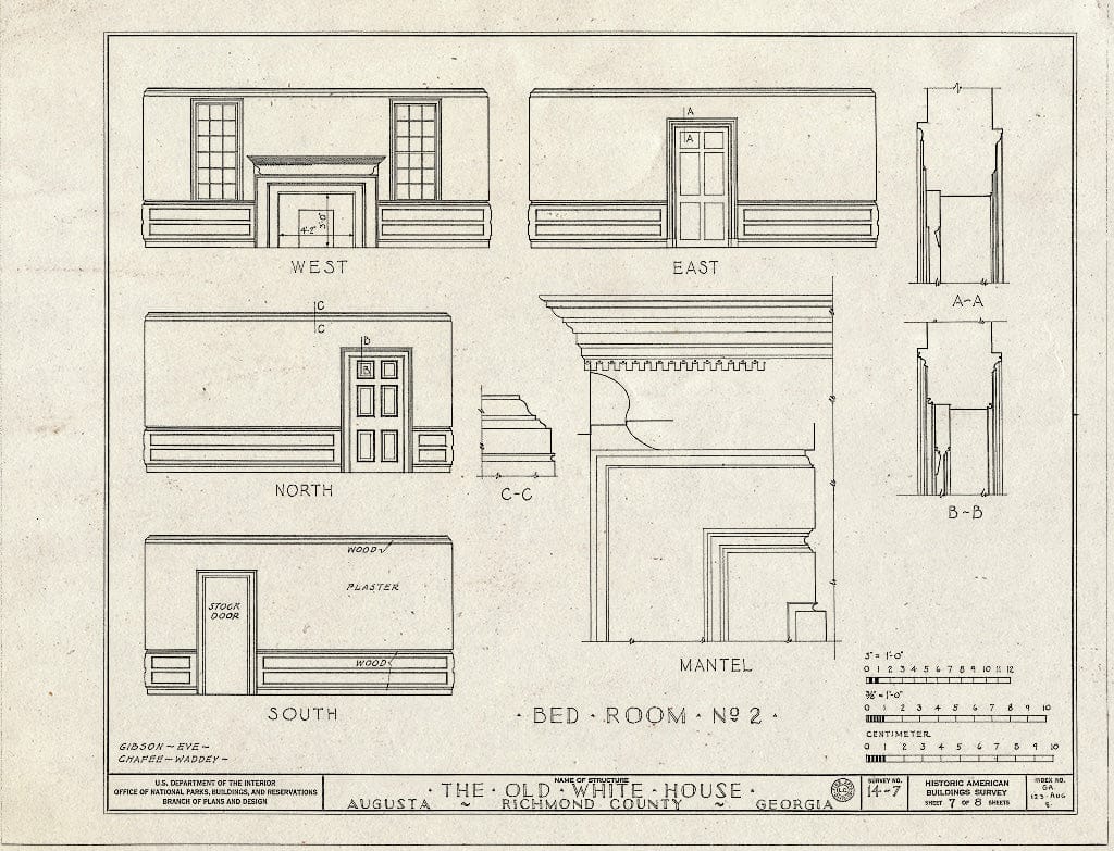 Blueprint HABS GA,123-AUG,8- (Sheet 7 of 8) - White House, 1822 Broad Street, Augusta, Richmond County, GA
