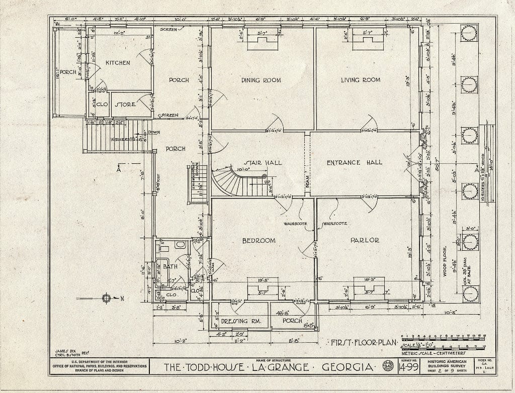 Blueprint HABS GA,143-LAGR,2- (Sheet 2 of 9) - Todd Place, 1103 Vernon Street, La Grange, Troup County, GA