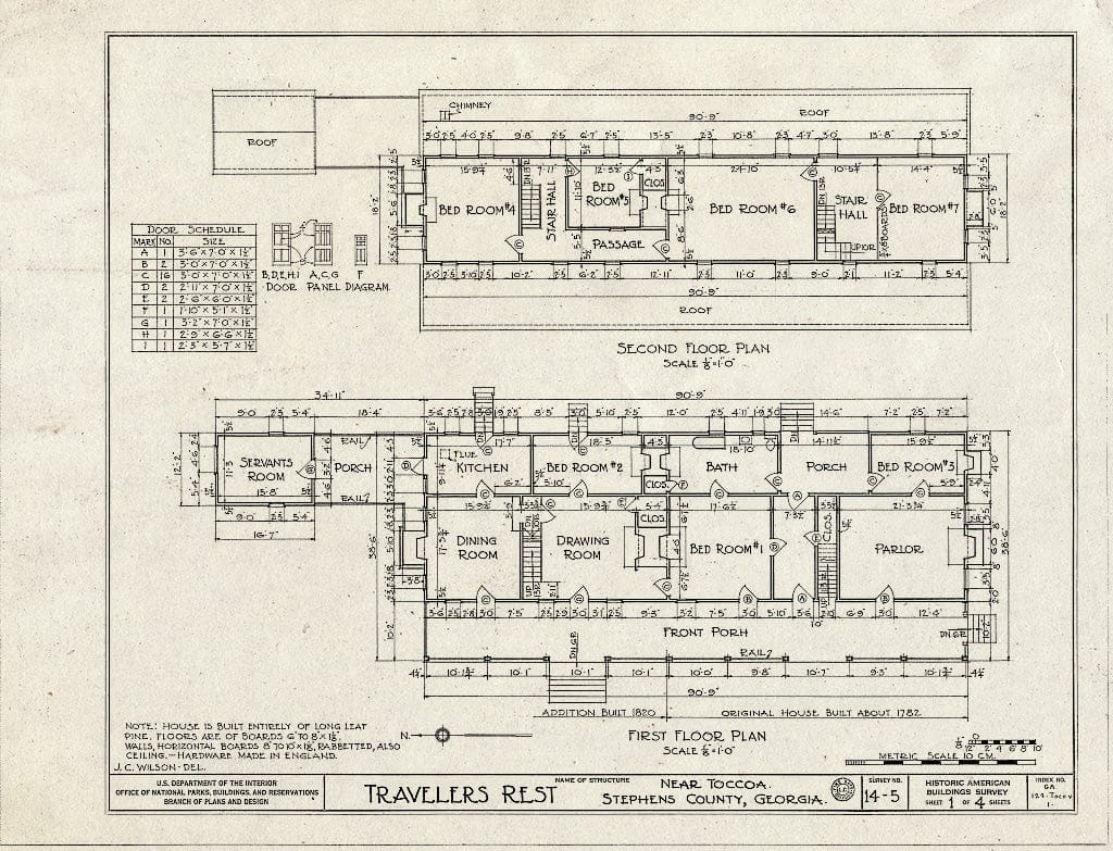 Blueprint HABS GA,129-TOCO.V,1- (Sheet 1 of 4) - Travelers Rest, Toccoa, Stephens County, GA