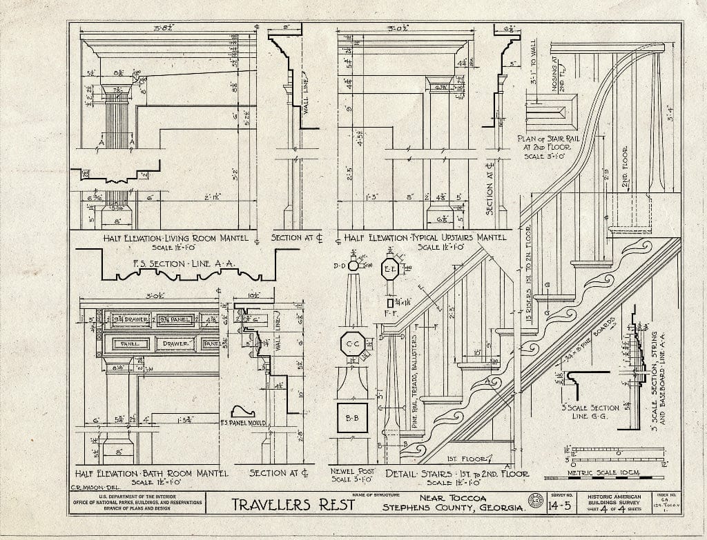 Blueprint HABS GA,129-TOCO.V,1- (Sheet 4 of 4) - Travelers Rest, Toccoa, Stephens County, GA