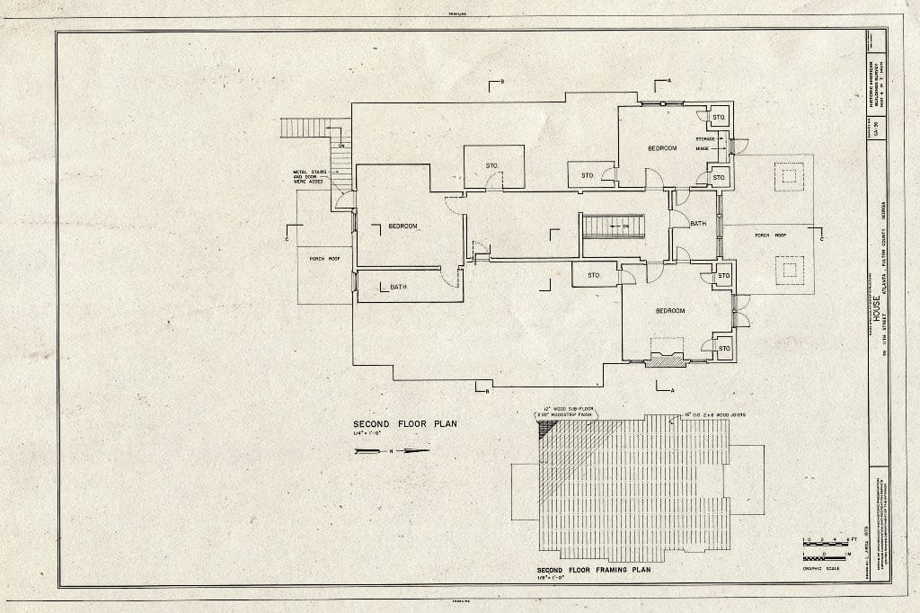 Blueprint HABS GA,61-ATLA,8- (Sheet 4 of 7) - 39 Eleventh Street (House), Atlanta, Fulton County, GA