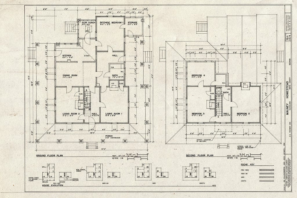 Blueprint HABS GA,156-CLEV,1- (Sheet 2 of 2) - Mauney Homestead, State Route 129, Cleveland, White County, GA