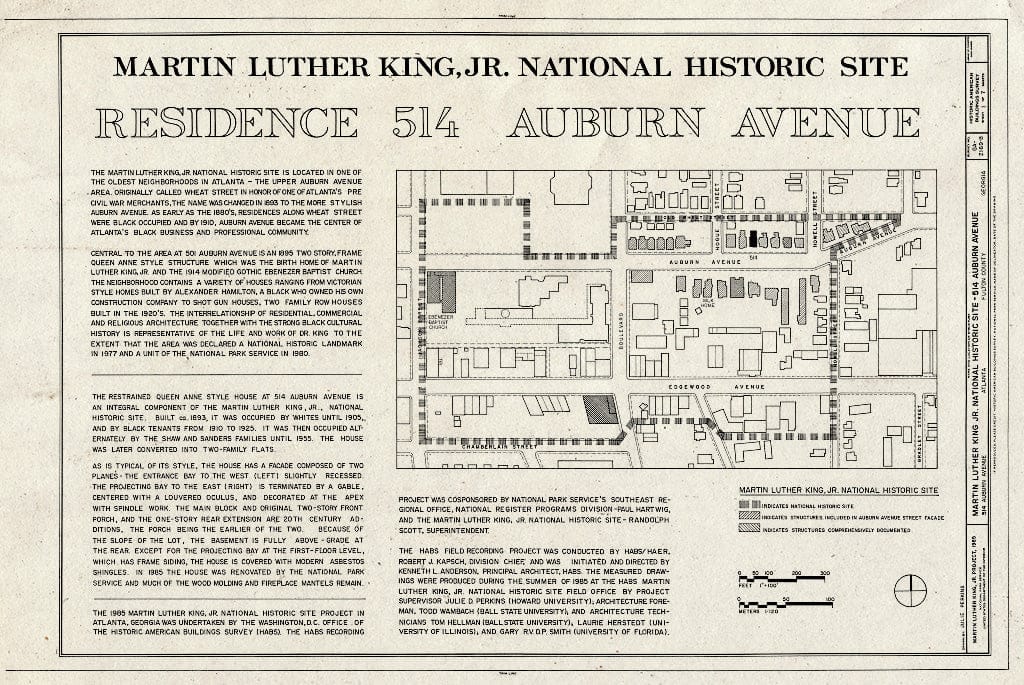 Blueprint HABS GA,61-ATLA,50- (Sheet 1 of 7) - Martin Luther King, Jr. National Historic Site, 514 Auburn Avenue (Duplex), 514 Auburn Avenue, Atlanta, Fulton County, GA