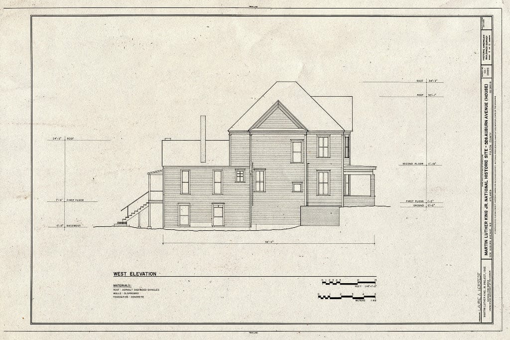Blueprint HABS GA,61-ATLA,51- (Sheet 4 of 6) - Martin Luther King, Jr. National Historic Site, 526 Auburn Avenue (House), 526 Auburn Avenue, Atlanta, Fulton County, GA