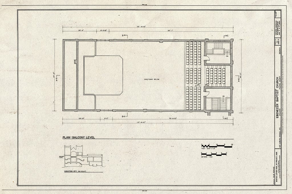 Blueprint HABS GA,61-ATLA,54- (Sheet 4 of 14) - Martin Luther King, Jr. National Historic Site, Ebenezer Baptist Church, 407 Auburn Avenue Northeast, Atlanta, Fulton County, GA