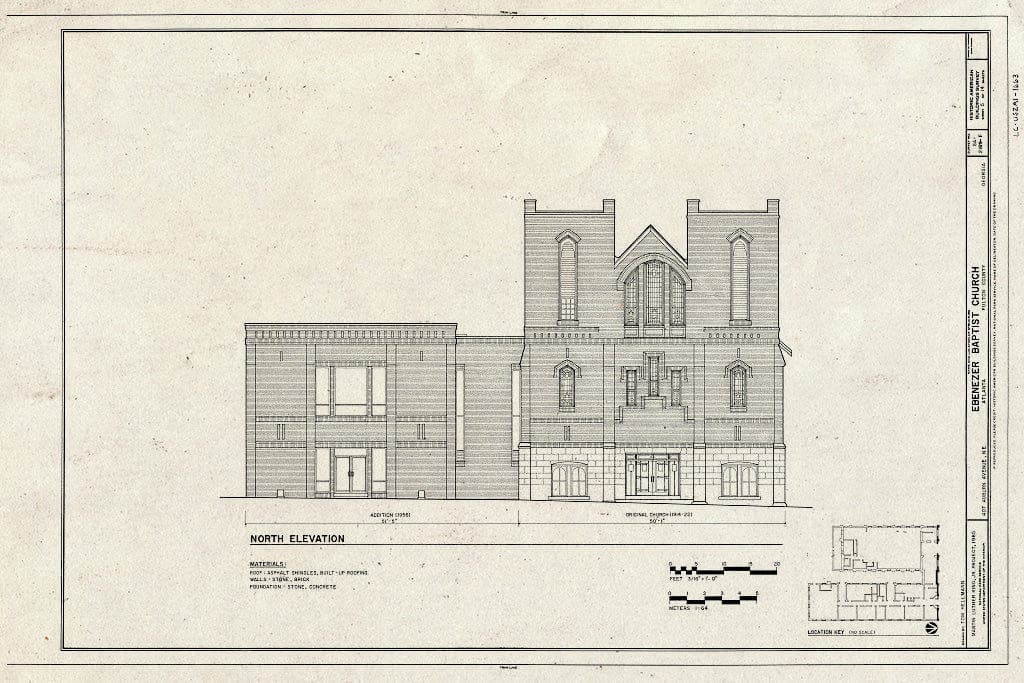 Blueprint HABS GA,61-ATLA,54- (Sheet 5 of 14) - Martin Luther King, Jr. National Historic Site, Ebenezer Baptist Church, 407 Auburn Avenue Northeast, Atlanta, Fulton County, GA