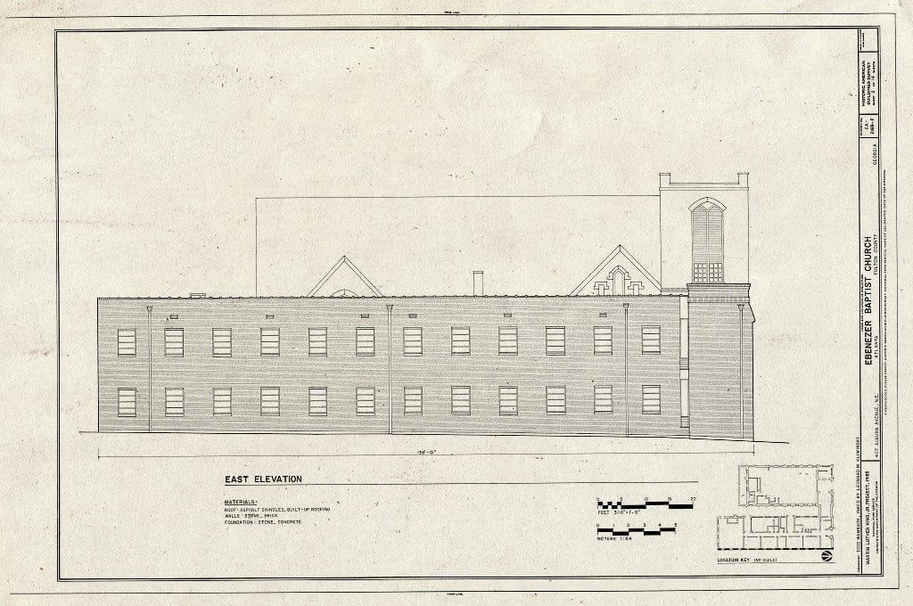 Blueprint HABS GA,61-ATLA,54- (Sheet 8 of 14) - Martin Luther King, Jr. National Historic Site, Ebenezer Baptist Church, 407 Auburn Avenue Northeast, Atlanta, Fulton County, GA