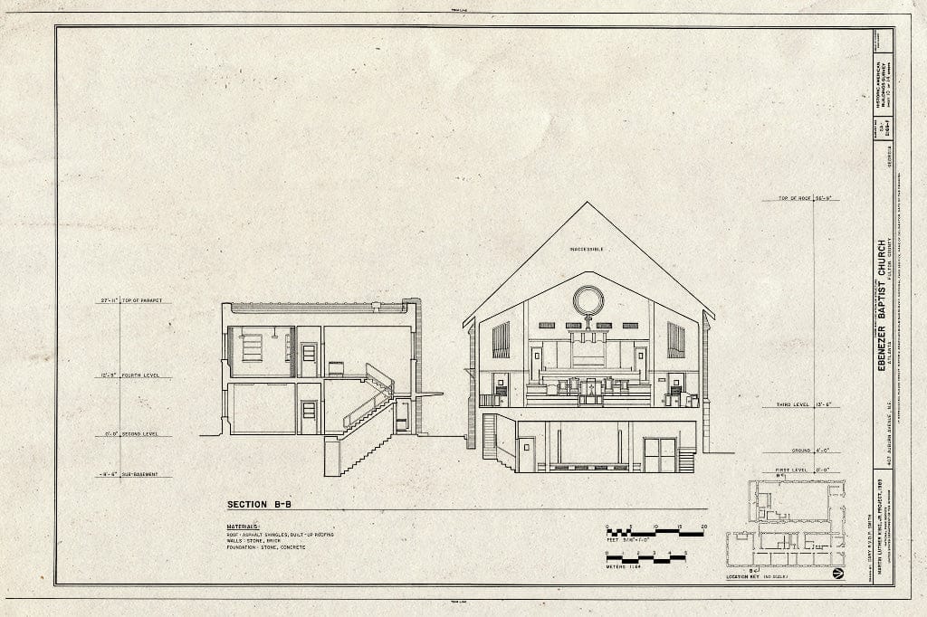 Blueprint HABS GA,61-ATLA,54- (Sheet 10 of 14) - Martin Luther King, Jr. National Historic Site, Ebenezer Baptist Church, 407 Auburn Avenue Northeast, Atlanta, Fulton County, GA