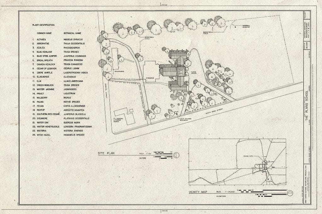Blueprint HABS GA,131-PLAIN,18- (Sheet 1 of 6) - Plains School, Bond Street (Opposite Paschal Street), Plains, Sumter County, GA