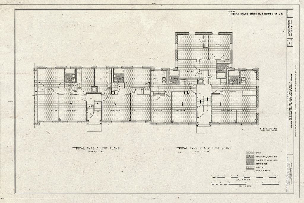 Blueprint HABS GA.61-ATLA,60C- (Sheet 5 of 6) - Techwood Homes, Building No. 1, 575-579 Techwood Drive, Atlanta, Fulton County, GA