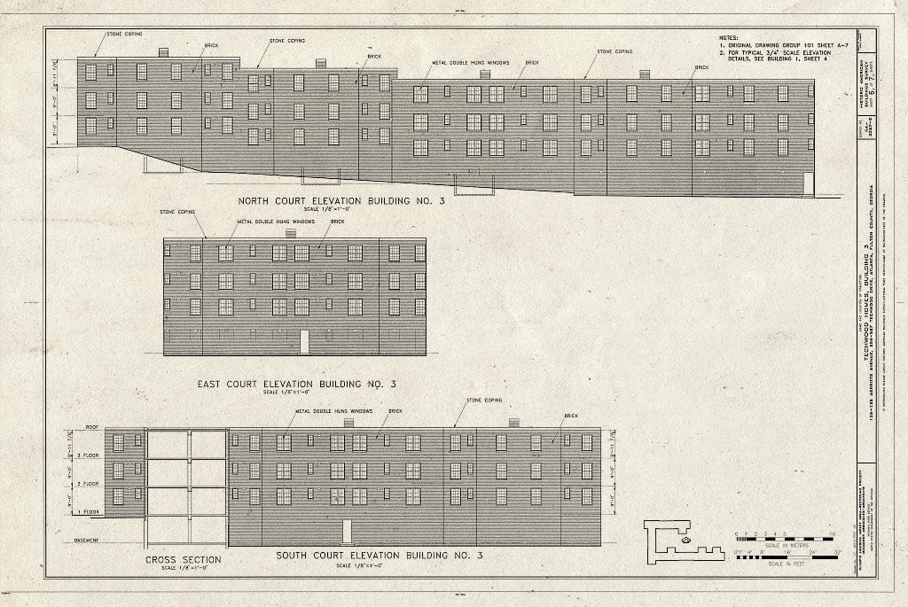 Blueprint HABS GA,61-ATLA,60E- (Sheet 6 of 7) - Techwood Homes, Building No. 3, 559 Techwood Drive & 129-135 Merrit Avenue, Atlanta, Fulton County, GA