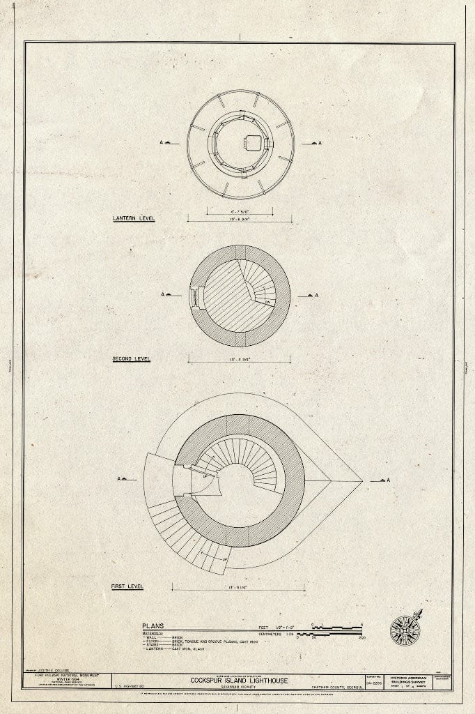 Blueprint HABS GA,26-SAV.V,4- (Sheet 1 of 4) - Cockspur Lighthouse, Cockspur Island, Savannah River, Savannah, Chatham County, GA