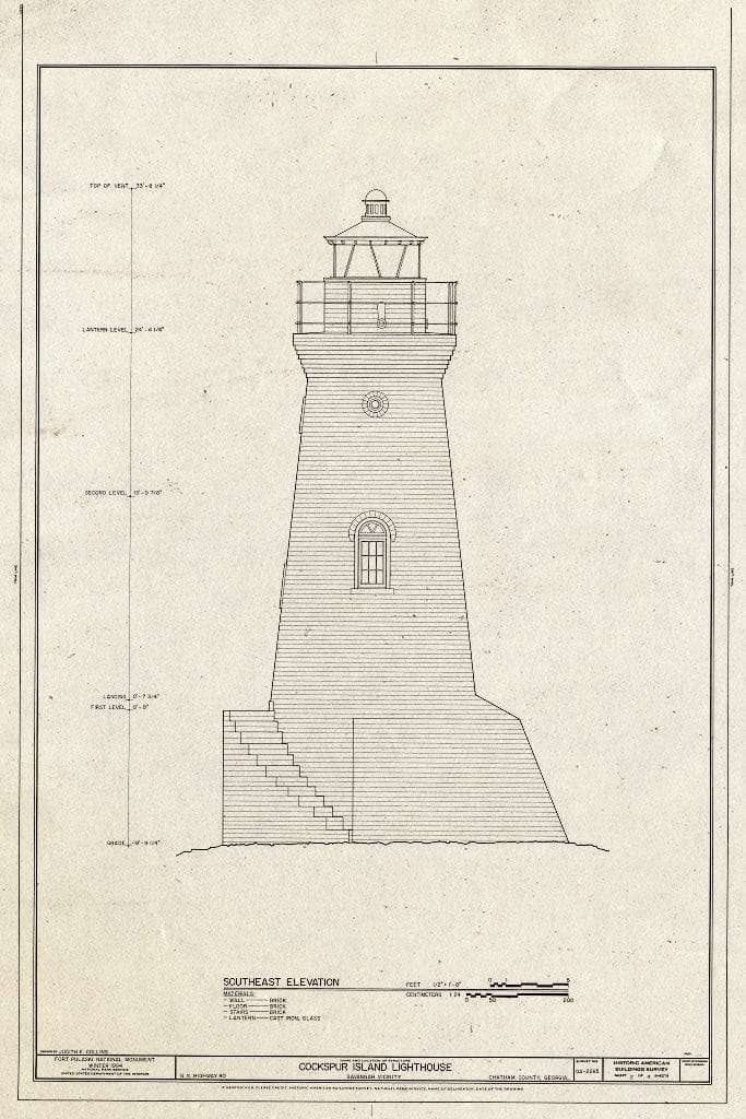 Blueprint HABS GA,26-SAV.V,4- (Sheet 2 of 4) - Cockspur Lighthouse, Cockspur Island, Savannah River, Savannah, Chatham County, GA