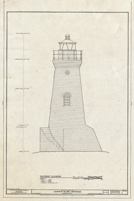 Blueprint HABS GA,26-SAV.V,4- (Sheet 2 of 4) - Cockspur Lighthouse, Cockspur Island, Savannah River, Savannah, Chatham County, GA