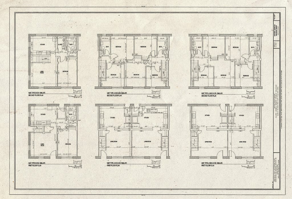 Blueprint HABS GA,61-ATLA,63F- (Sheet 2 of 4) - Clark Howell Homes, Building C-4, 432 Lovejoy Street, Atlanta, Fulton County, GA