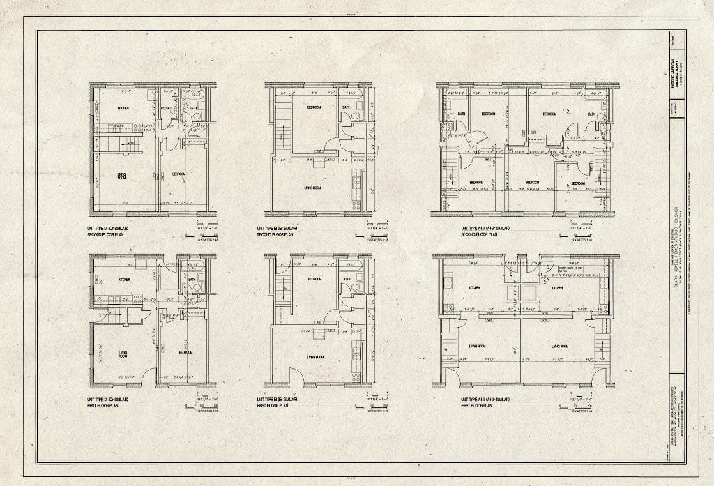 Blueprint HABS GA,61-ATLA,63G- (Sheet 2 of 4) - Clark Howell Homes, Building D-3, 454 Venable Street, Atlanta, Fulton County, GA