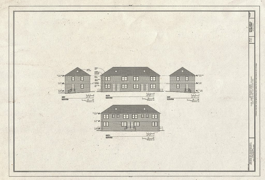 Blueprint HABS GA,61-ATLA,63K- (Sheet 3 of 4) - Clark Howell Homes, Building H-1, 253 Mills Street, Atlanta, Fulton County, GA