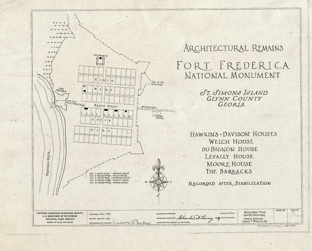 Blueprint HABS GA,64-FRED,14- (Sheet 0 of 1) - Architectural Remains of Fort Frederica National Monument (Map), Saint Simons Island, Glynn County, GA