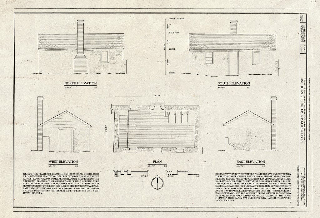 Blueprint HABS GA-2360-A (Sheet 1 of 1) - Stafford Plantation, Playhouse, Saint Marys, Camden County, GA