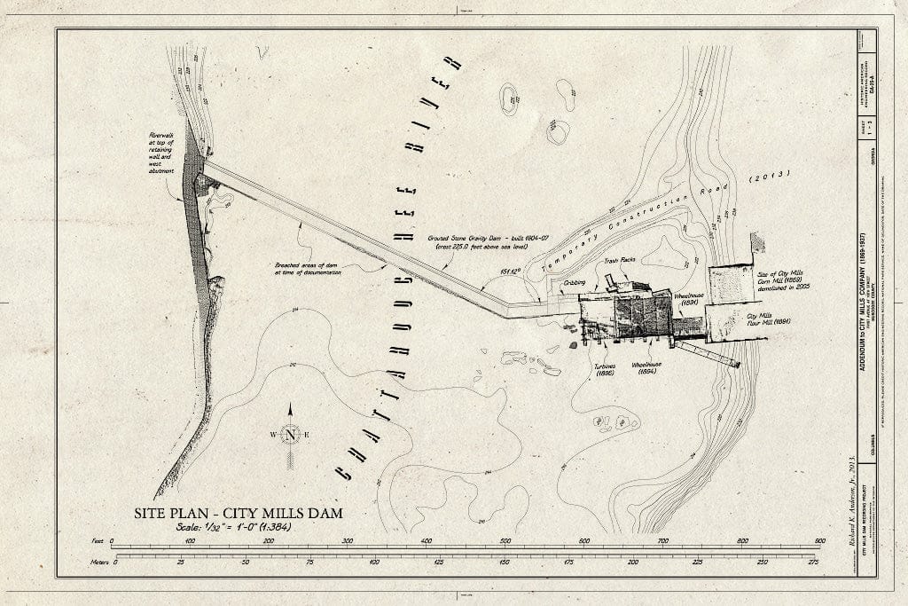 Blueprint Site Plan - City Mills Company, Dam, Eighteenth Street & First Avenue, Columbus, Muscogee County, GA
