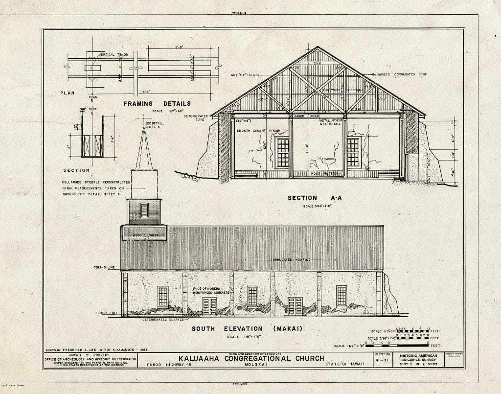 Blueprint HABS HI,5-PUKO.V,1- (Sheet 5 of 7) - Kaluaaha Congregational Church, State Route 45, Pukoo, Maui County, HI