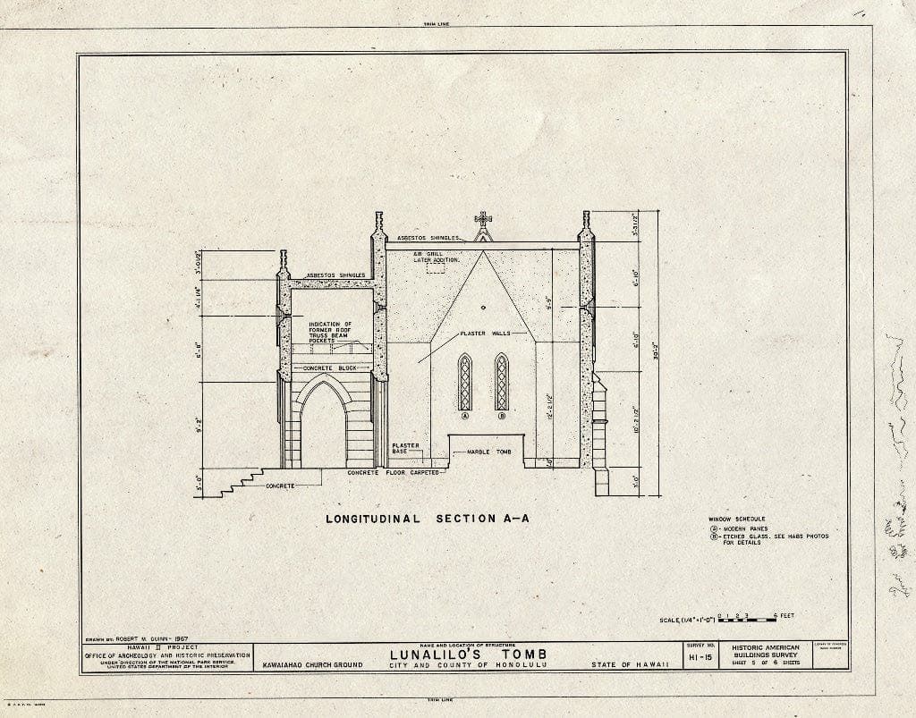 Blueprint HABS HI,2-Honlu,16- (Sheet 5 of 6) - Lunalilo's Tomb, Punchbowl & King Streets (Kawaiahao Churchyard), Honolulu, Honolulu County, HI