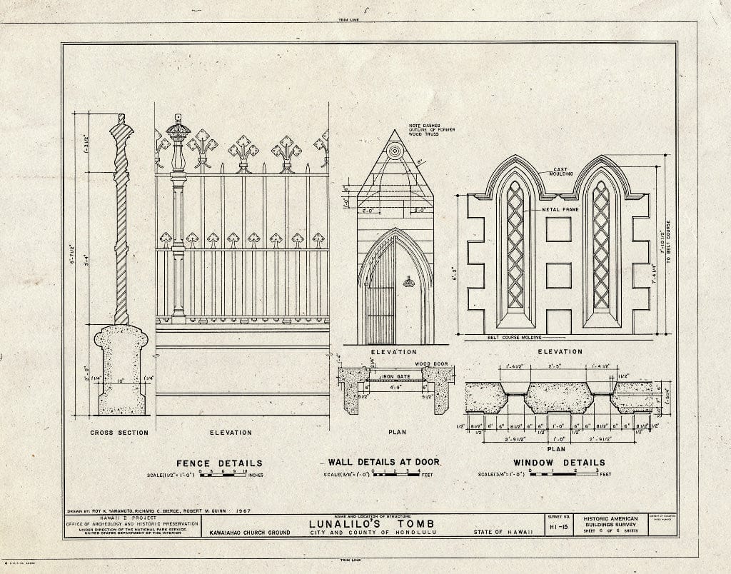 Blueprint HABS HI,2-Honlu,16- (Sheet 6 of 6) - Lunalilo's Tomb, Punchbowl & King Streets (Kawaiahao Churchyard), Honolulu, Honolulu County, HI