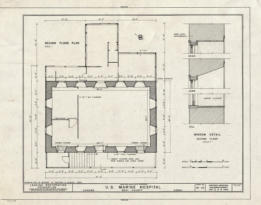 Blueprint HABS HI,5-LAHA,10- (Sheet 3 of 5) - U. S. Marine Hospital, 1038 Front Street, Lahaina, Maui County, HI