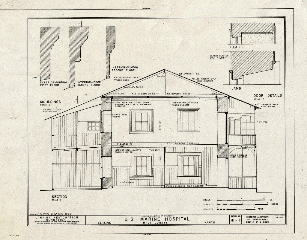 Blueprint HABS HI,5-LAHA,10- (Sheet 5 of 5) - U. S. Marine Hospital, 1038 Front Street, Lahaina, Maui County, HI