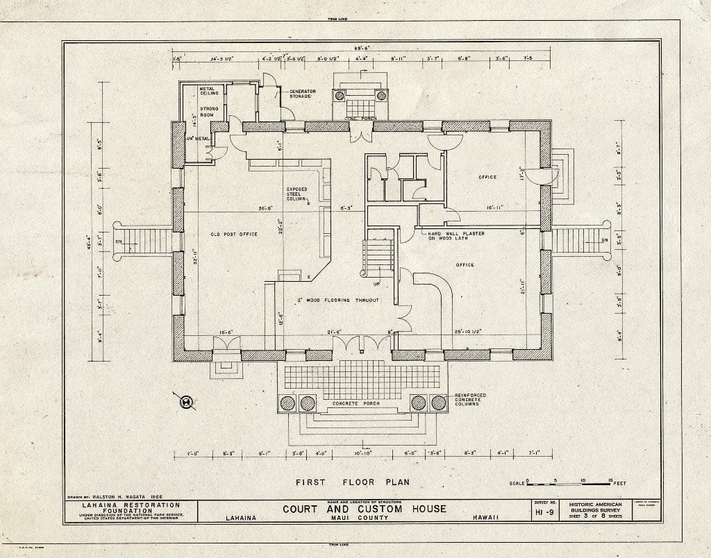 Blueprint HABS HI,5-LAHA,6- (Sheet 3 of 8) - Old Maui Courthouse, Wharf & Canal Streets, Lahaina, Maui County, HI
