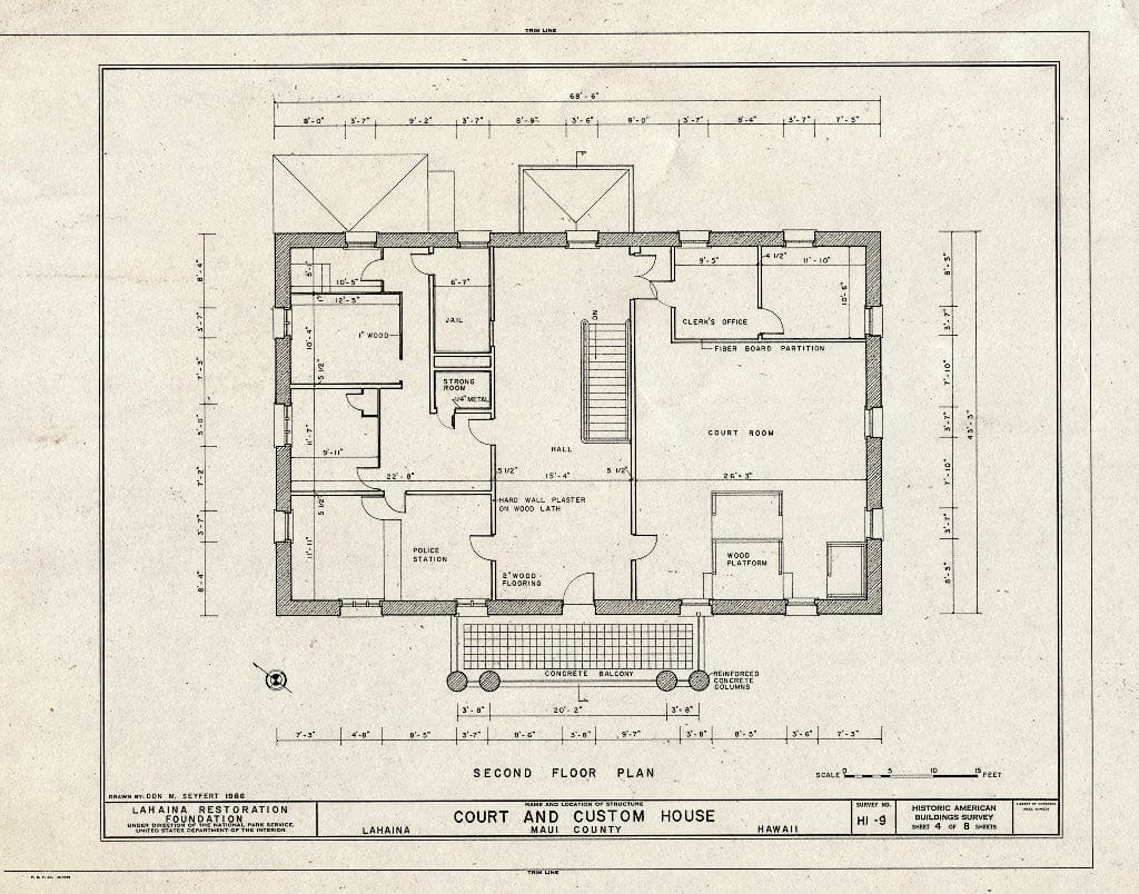 Blueprint HABS HI,5-LAHA,6- (Sheet 4 of 8) - Old Maui Courthouse, Wharf & Canal Streets, Lahaina, Maui County, HI