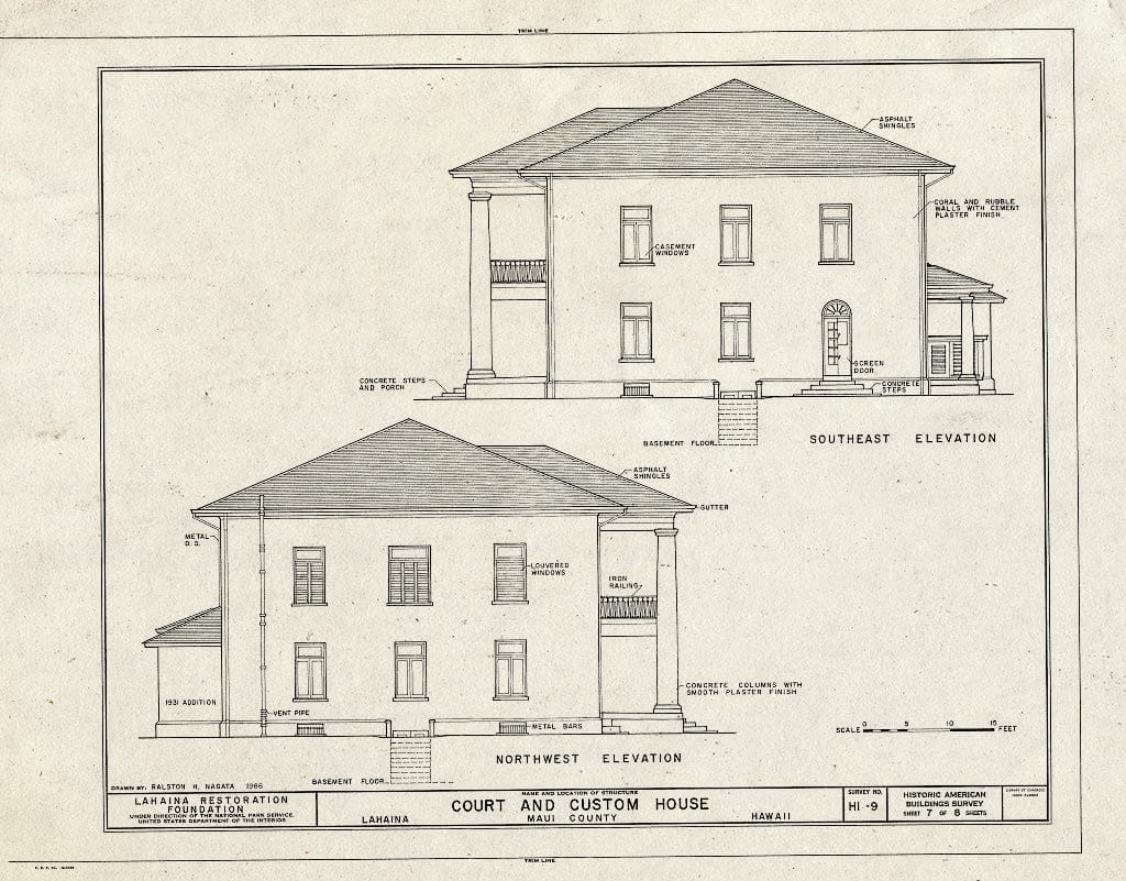 Blueprint HABS HI,5-LAHA,6- (Sheet 7 of 8) - Old Maui Courthouse, Wharf & Canal Streets, Lahaina, Maui County, HI