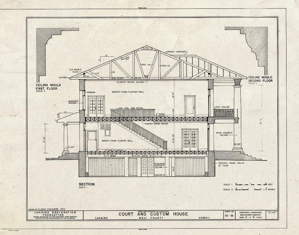 Blueprint HABS HI,5-LAHA,6- (Sheet 8 of 8) - Old Maui Courthouse, Wharf & Canal Streets, Lahaina, Maui County, HI