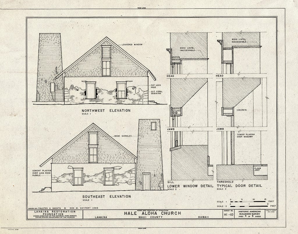 Blueprint HABS HI,5-LAHA,3- (Sheet 4 of 6) - Hale Aloha Church, 600 Laukini Street, Lahaina, Maui County, HI