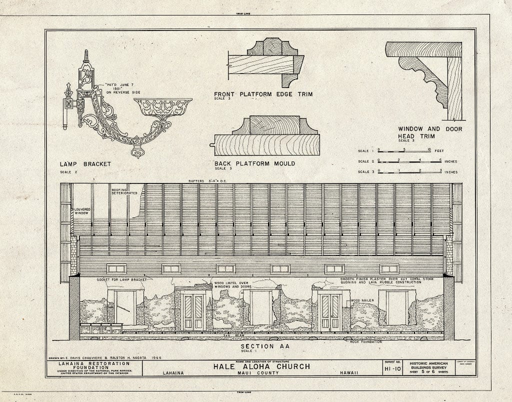 Blueprint HABS HI,5-LAHA,3- (Sheet 5 of 6) - Hale Aloha Church, 600 Laukini Street, Lahaina, Maui County, HI