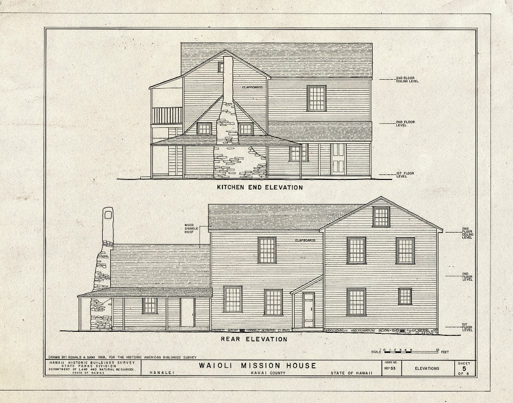 Blueprint HABS HI,4-HANLI,4- (Sheet 5 of 8) - Waioli Mission House, Kauai Belt Highway, Hanalei, Kauai County, HI