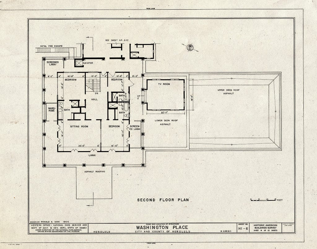 Blueprint HABS HI,2-Honlu,28- (Sheet 4 of 10) - Washington Place, 320 South Beretania Street, Honolulu, Honolulu County, HI