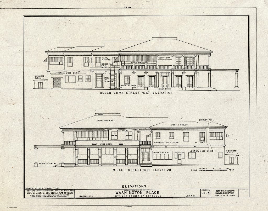 Blueprint HABS HI,2-Honlu,28- (Sheet 6 of 10) - Washington Place, 320 South Beretania Street, Honolulu, Honolulu County, HI